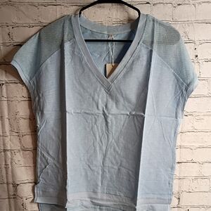 Sky Blue V-Neck Women's Top